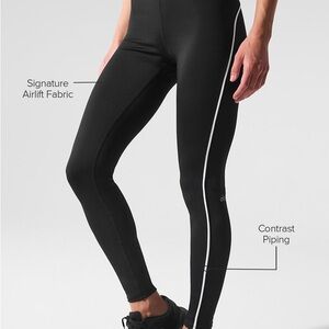 ALO Yoga Black Leggings with White Piping